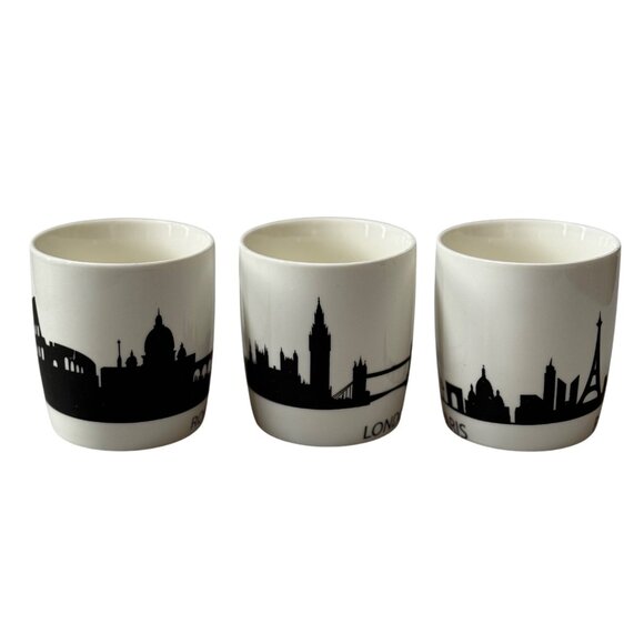 Set Of 3 Soho Loft City Skyline Mugs Paris London Rome Dishwasher Microwave Safe - Picture 1 of 11